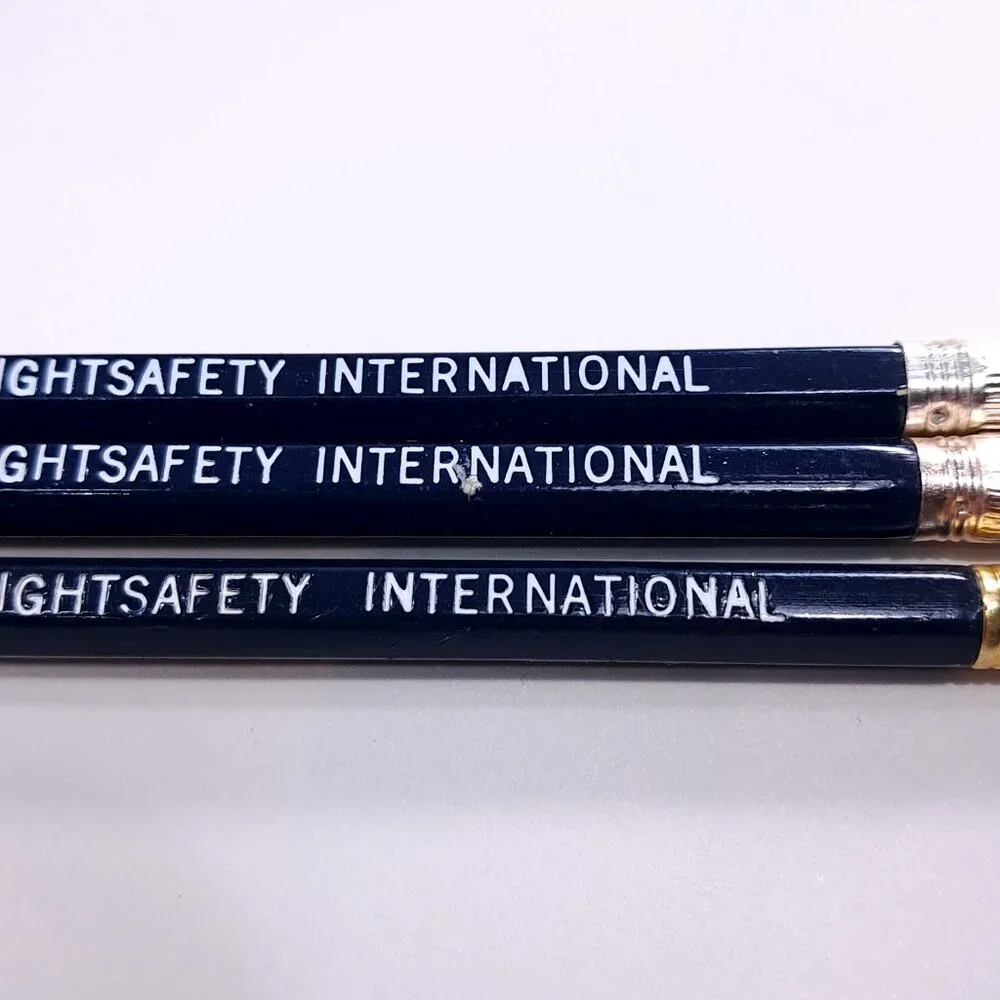 Flightsafety International pencil set 3 Flight safety‎ airplane plane navy blue